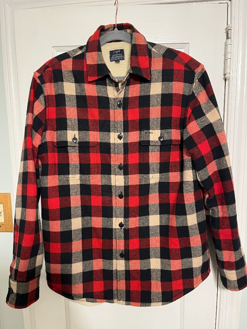 J.Crew Authentic Outerwear Men’s PrimaLoft Sherpa-Lined Flannel Shirt Jacket (Sh